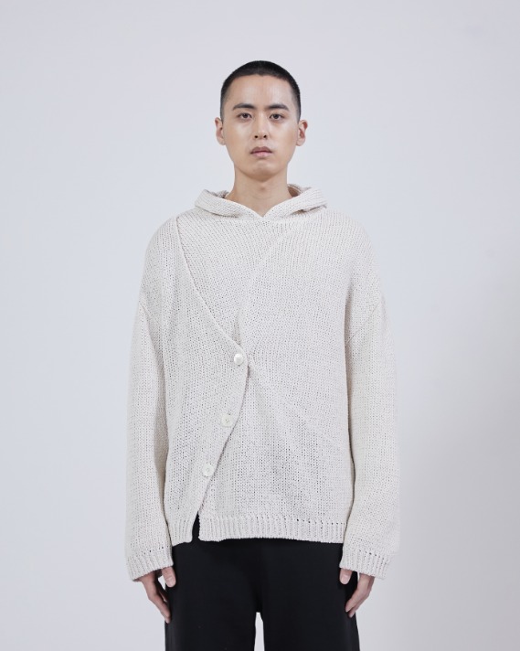 SPIN KNIT HOODIE IVORY
